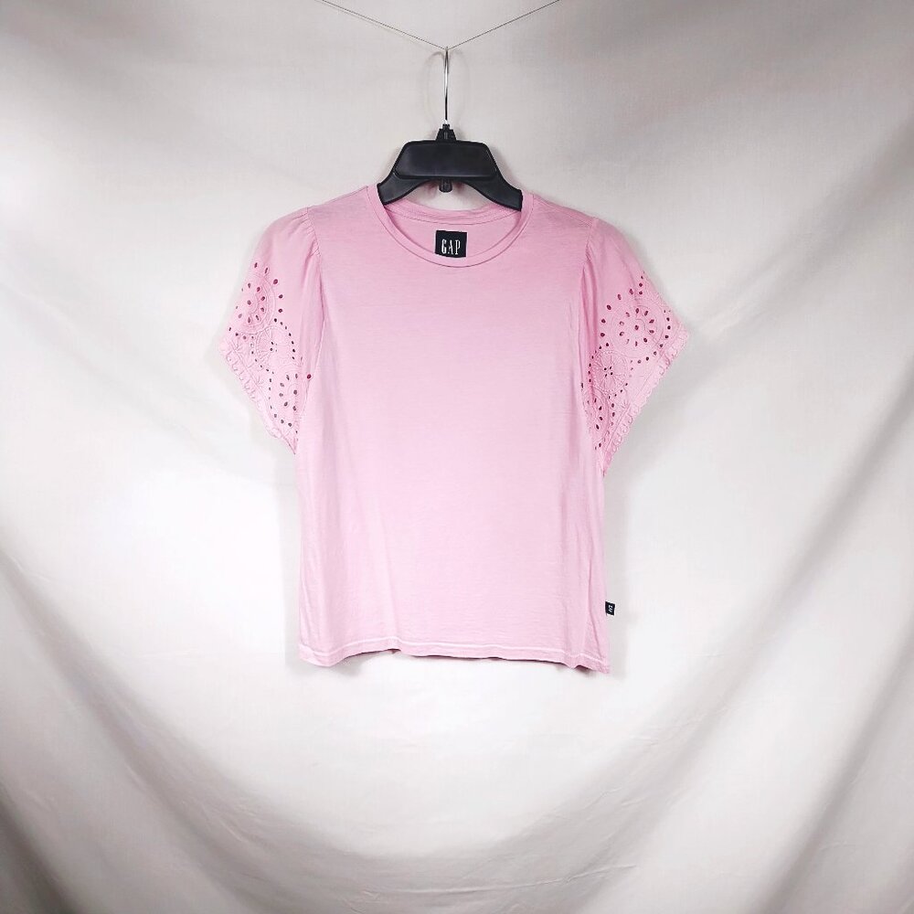 GAP Light Pink Eyelet Short Sleeve Shirt Size XS